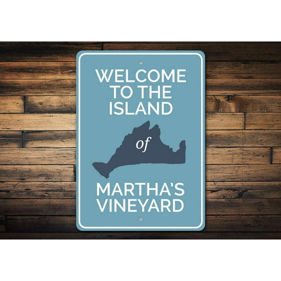 Marthas Vineyard Island Novelty Sign, Metal Wall Decor - 10x14 inches