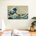 thumbnail image 3 of Elephant Stock The Great Wave Off Kanagawa Wall Art - Horizontal Canvas Wall Art - Living Room Wall Decor - Beach Canvas - Beige And Blue Decor By Hokusai - 12" x 8", 3 of 8