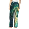 thumbnail image 3 of Uemuo Turquoise Golden Swirl Pattern Women's Wide Leg Palazzo Lounge Pants with Pockets Light Weight Loose Comfy Casual Pajama Pants-Medium, 3 of 9