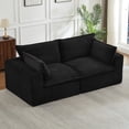 thumbnail image 3 of Leumius 3-Seater Boneless Sofa Couch,Modern Corduroy Sofa with Pillows,Bean Bag Couch for Living Room,No Assembly Required,Black, 3 of 6