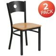 thumbnail image 3 of BizChair 2 Pk. Black Circle Back Metal Restaurant Chair - Natural Wood Seat, 3 of 8