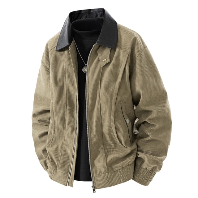 WRKEKC Manteau de Travail pour Homme à Fermeture Éclair devant Style Cardigan Col à Revers Manches Longues Manteau Utilitaire avec Poches pour un Confort Durable, Décontracté et Toute la Journée Vert Armée G