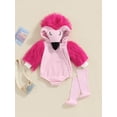 thumbnail image 3 of Cjfdfy Toddler Baby Boy Girl Flamingo Costume Kids Infant Halloween Animal Costume Fall Winter Clothes Fur Long Sleeve Hooded Zipper Closure Romper with Leg Warmers Set Halloween Cosplay Outfits, 3 of 9