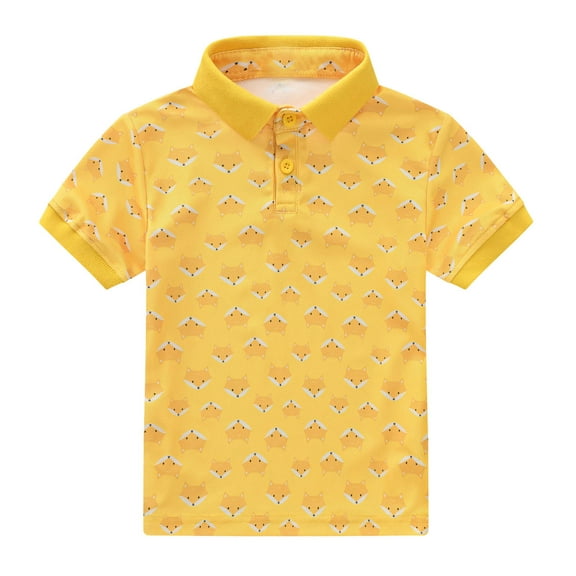 Boys' Polo Shirt Striped Short Sleeve Crewneck Comfortable and Soft Toddler Kids Shirts Chest Pocket Summer Holiday Tops Yellow 5-6 Years