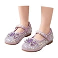 thumbnail image 2 of XinghaiYIDE Girls Rhinestone Soft-Sole Dress Shoes, Sparkly Ballet Flats for Performances/Weddings/Parties, Comfortable 2026 Footwear for Toddler/Little Kid, Sizes 2-11Y Purple, 2 of 8
