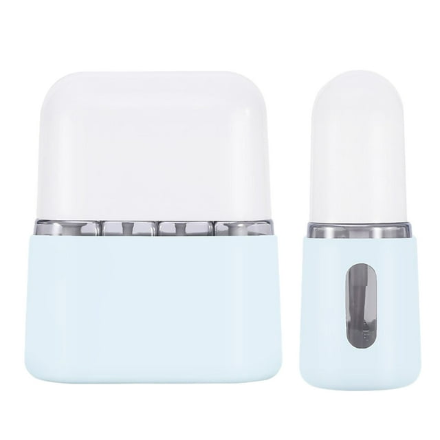 Hearth & Gear Mini Shampoo Dispenser Portable Travel Bottle Set Leak Proof Travel Toiletry Containers 4 Lotion/Spray Bottles With Labels Airplane Accessories For Toiletries Comforter Vacuum Storage