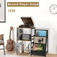 thumbnail image 6 of 3-Tier Record Player Stand with Vinyl Storage | Mid-Century Modern Turntable Stand & Album Storage Organizer, Space-Saving Vinyl Record Stand for Living Room, Bedroom (Black Ironwood Design), 6 of 6