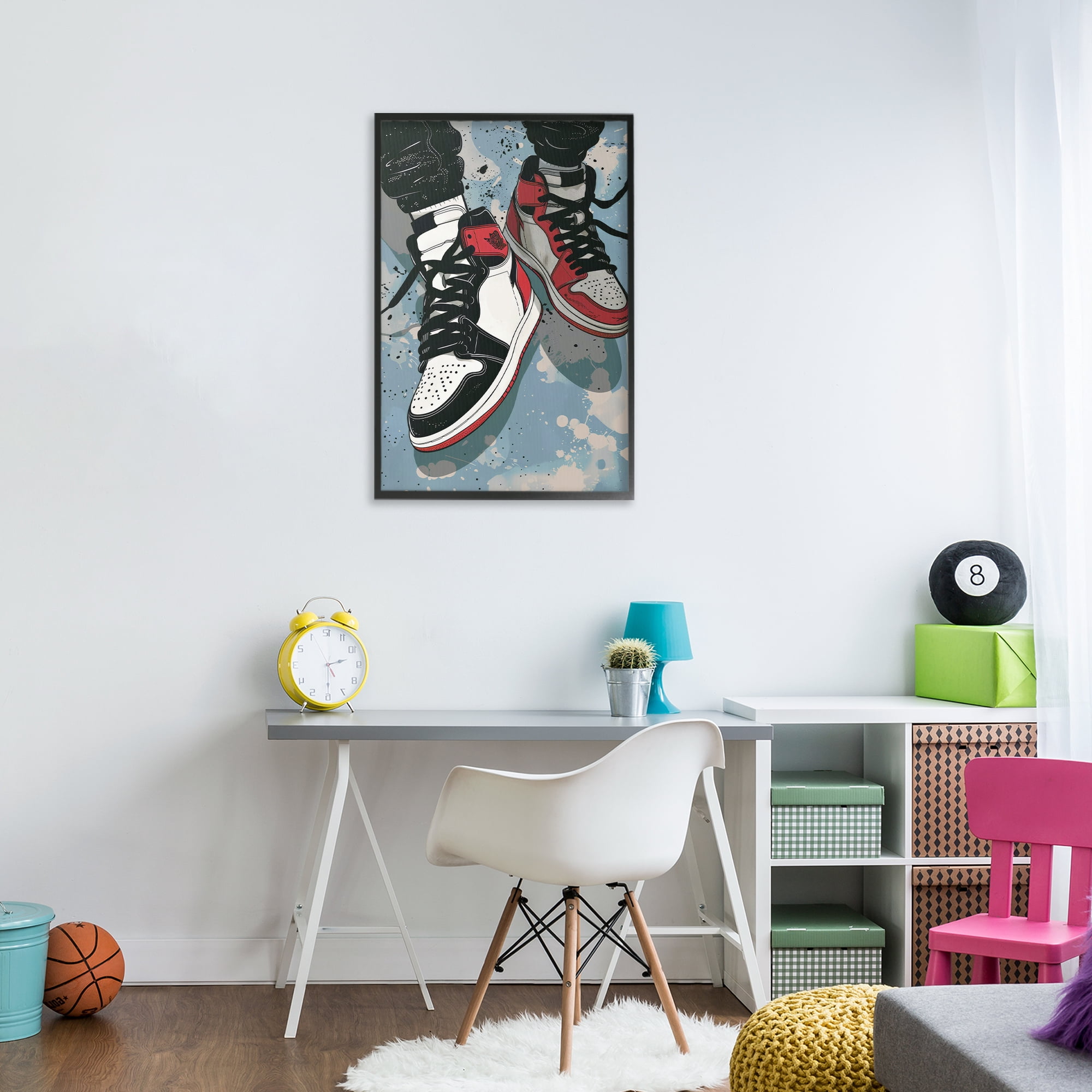Stupell Industries Casual Streetwear Sneakers Black Framed Giclee Art, design by Ray Powers