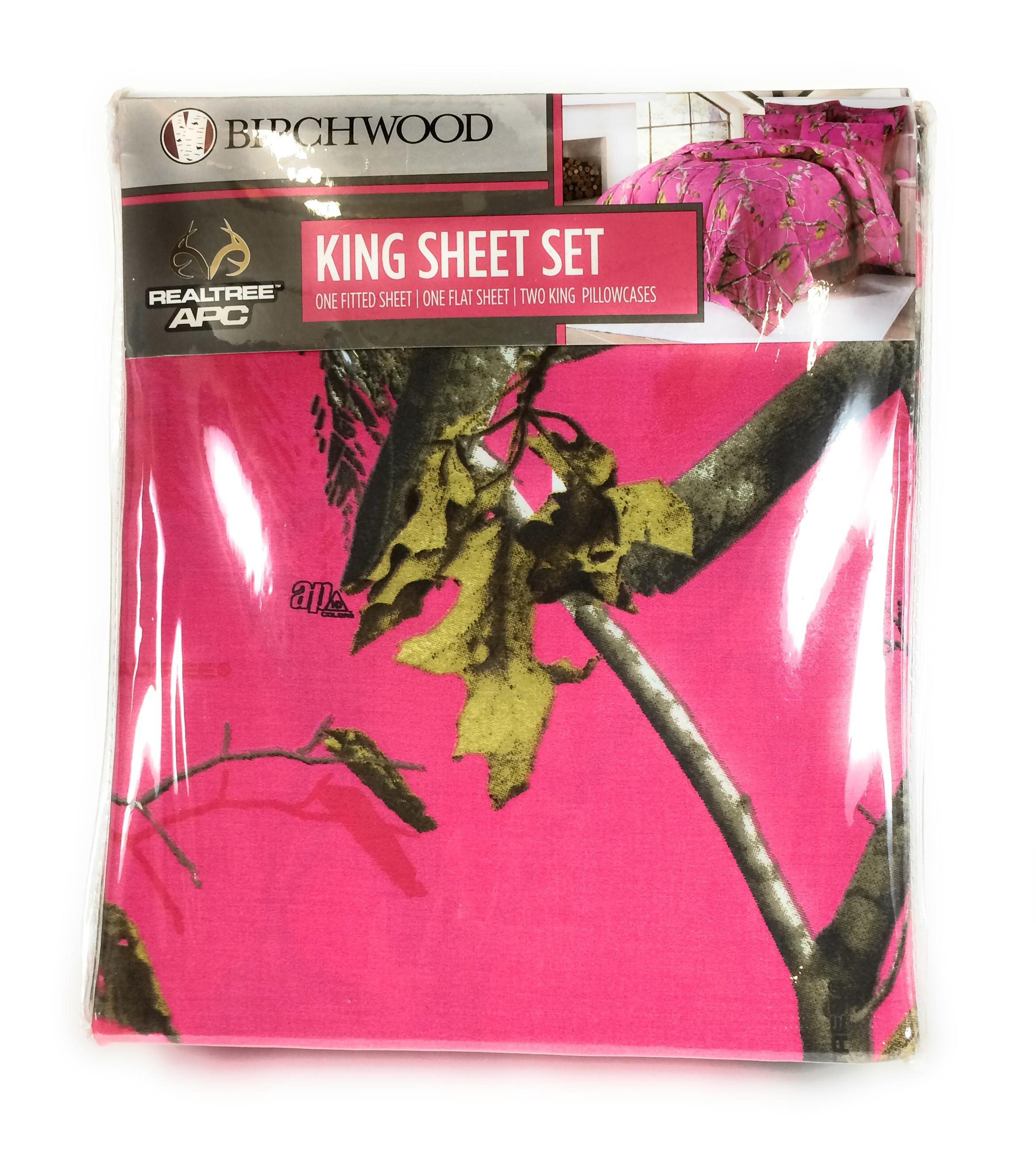 Realtree Apc Hot Pink Camouflage King Sheet Set Walmart Com