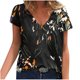 thumbnail image 1 of Camisetas con estampado floral con cuello en V para mujer Blusas femeninas cómodas a la moda Tops OAVQHLG3B Store  lin121212, 1 of 4