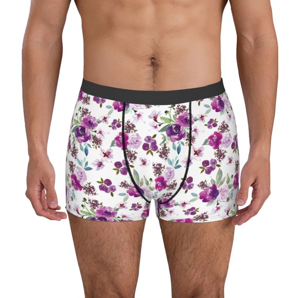 Fotbe Violets Flowers Calzoncillos Tipo Boxer con Bolsa de Soporte Total para Hombre, X-Temp Fresco, Transpirable y de Secado Rápido-Medium