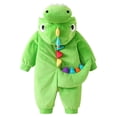 thumbnail image 2 of GiLiling Baby Plush Halloween Dinosaur Winter Jumpsuit with Tail, Attached Tail, Front Zipper, Kids Halloween Holiday Party Wear (Green-A, 6-9 Months), 2 of 9