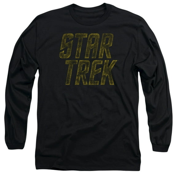 Star Trek Distressed Logo Long Sleeve Adult 18/1 T-Shirt Black