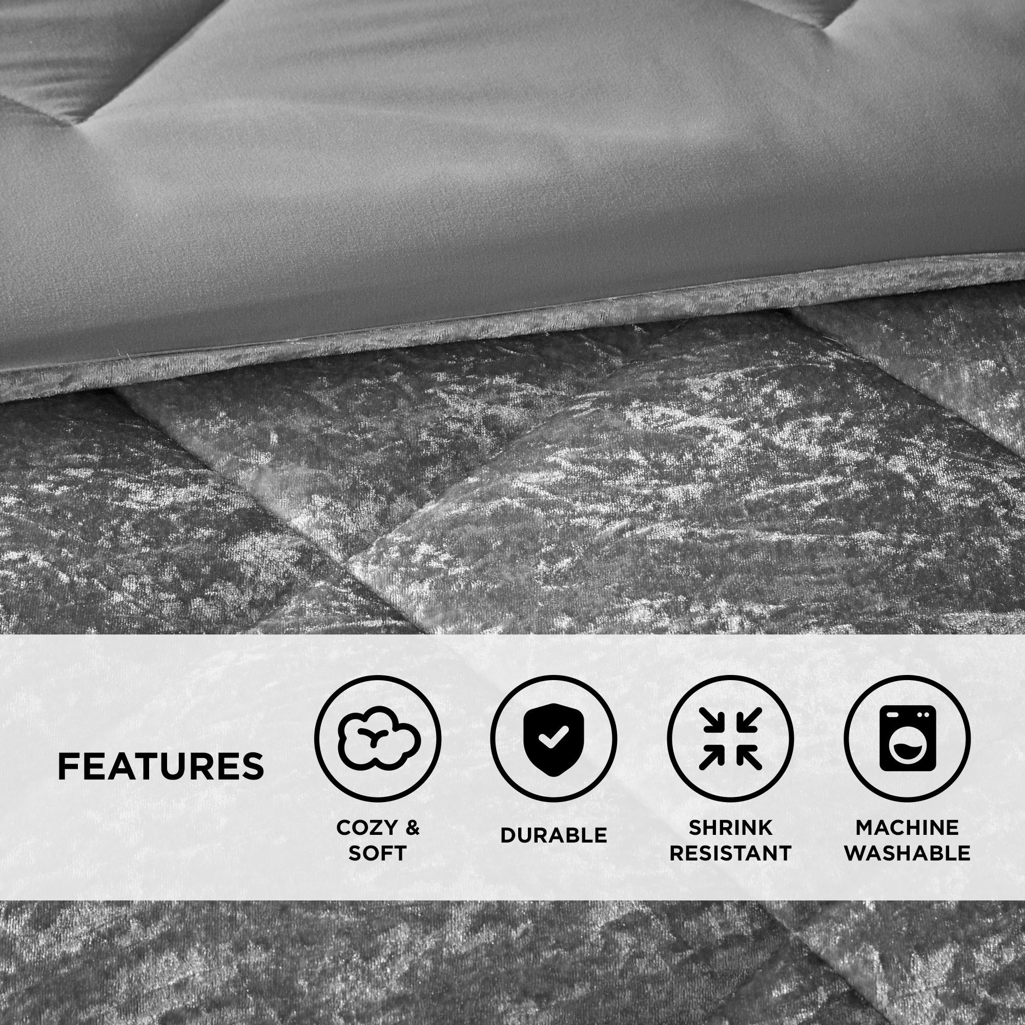Regency Heights King/Cal King Size Comforter Sets, Velvet Bedding Comforter Set for All Seasons, Grey Bedding Set with Decor Pillow, 4-Piece