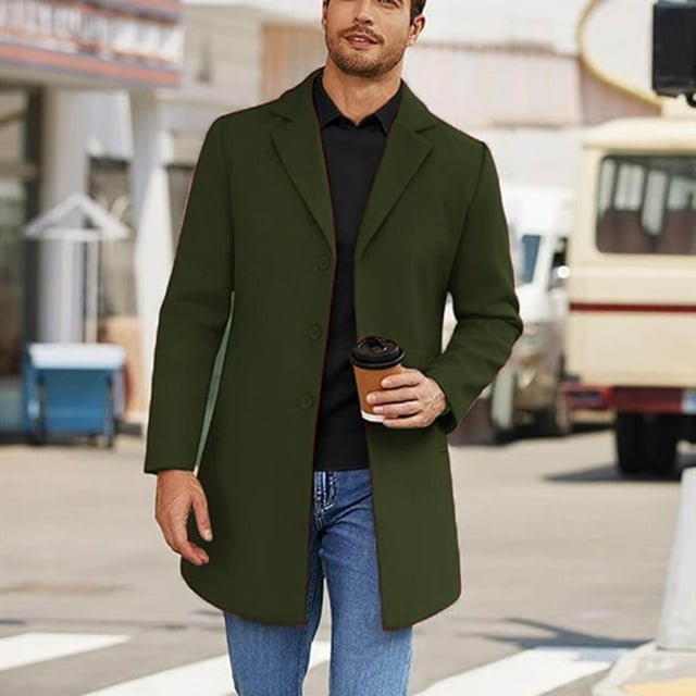Men's Casual Long Sleeve Lapel Button Down Cardigan Jacket with Side Pockets for Spring Outdoor Use