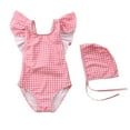 thumbnail image 1 of Baby Girl Swimsuit Cute One Piece Bathing Suit with Sun Protection Ruffles Swimwear (9M-6T), 1 of 3