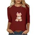 thumbnail image 2 of RKSTN Valentine's Gifts Women's 3/4 Sleeve T Shirts Top Oversized Crewneck Valentines Graphic Print Short Sleeve Shirt Womens Casual Solid Round Neck Loose Three Quarter Sleeve Shirt Spring Clothes, 2 of 7