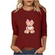 thumbnail image 2 of RKSTN Valentine's Gifts Women's 3/4 Sleeve T Shirts Top Oversized Crewneck Valentines Graphic Print Short Sleeve Shirt Womens Casual Solid Round Neck Loose Three Quarter Sleeve Shirt Spring Clothes, 2 of 7