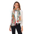 thumbnail image 2 of FORMRS Womens Scarf Winter Soft Long Big Warm Shawls Wrap Tassel Scarves, Orange Japanese Flowers Pattern, 2 of 9