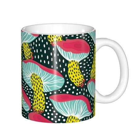 

Zeuib Green Mushroom Ceramic Coffee Mug with Large Handle，Modern Reactive Glaze Dishwasher & Microwave Safe – Perfect for Home Office Café Gift-Ready