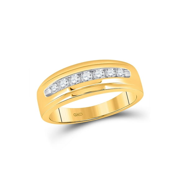 10kt Yellow Gold Mens Round Diamond Wedding Single Row Band Ring 1/2 Cttw