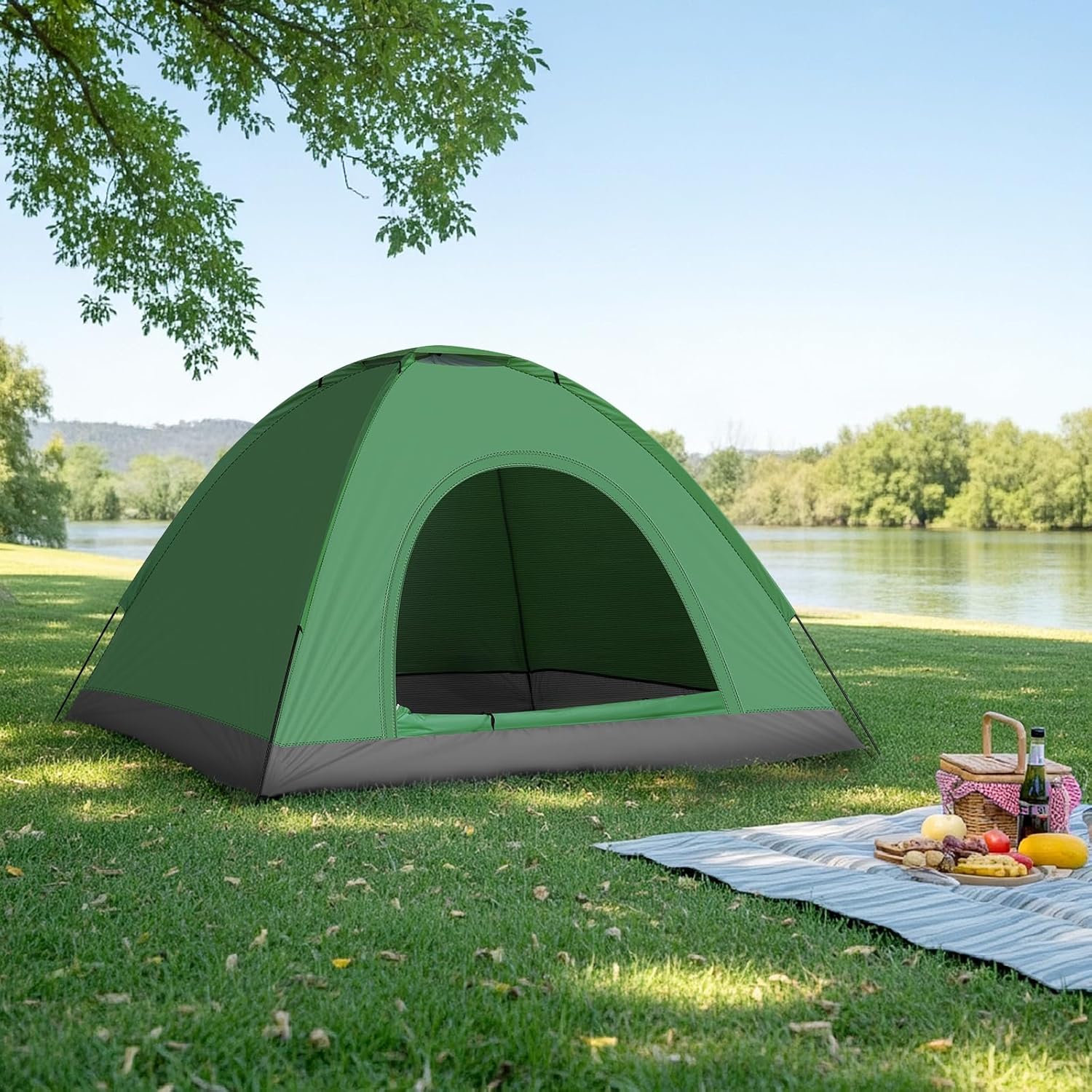 HJTER Camping Dome Tent, 1-4 Person Waterproof Windproof Easy Setup Spacious Family Tents with Carry Bag & Rain Fly for Hiking Backpacking Traveling Glamping Beach