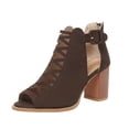 thumbnail image 2 of Sexy Heels for Women High Heel Sandals Womens Open Toe Heel Sandal,Fashion Buckle Strap Chunky High Heel Sandals Faux Suede Cutout Black High Heel Party Dress Booties 3 Inch Pumps Coffee 9, 2 of 5