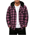 thumbnail image 5 of Guluxicc Men's Plaid Hoodies with Zipper Pocket Button Down Drawstring Long Sleeve Hooded Tops for Everyday Wear Summer Casual Outfits, 5 of 6