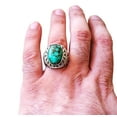 thumbnail image 2 of Tibetan Turquoise Ring, Silver Jewelry, 925 Silver Ring, Father's Day, AAA Natural Turquoise, December Birthstone Ring, Heavy Mens Ring, Spiritual Healing Gemstone, Christmas, Signet Mens Ring, 2 of 6