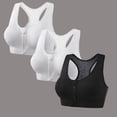 thumbnail image 1 of huilin 3Pack Women's Wireless Zip Front Cross Back Push Up Sports Bra - Solid Color, 1 of 9