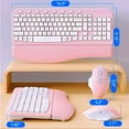 thumbnail image 3 of Ergonomic Wireless Keyboard and Mouse Combo, Leather Cushioned Palm Rest, Wave Keys, Silent Typing, 2.4G Lag-Free-Wagpak-Pink, 3 of 9