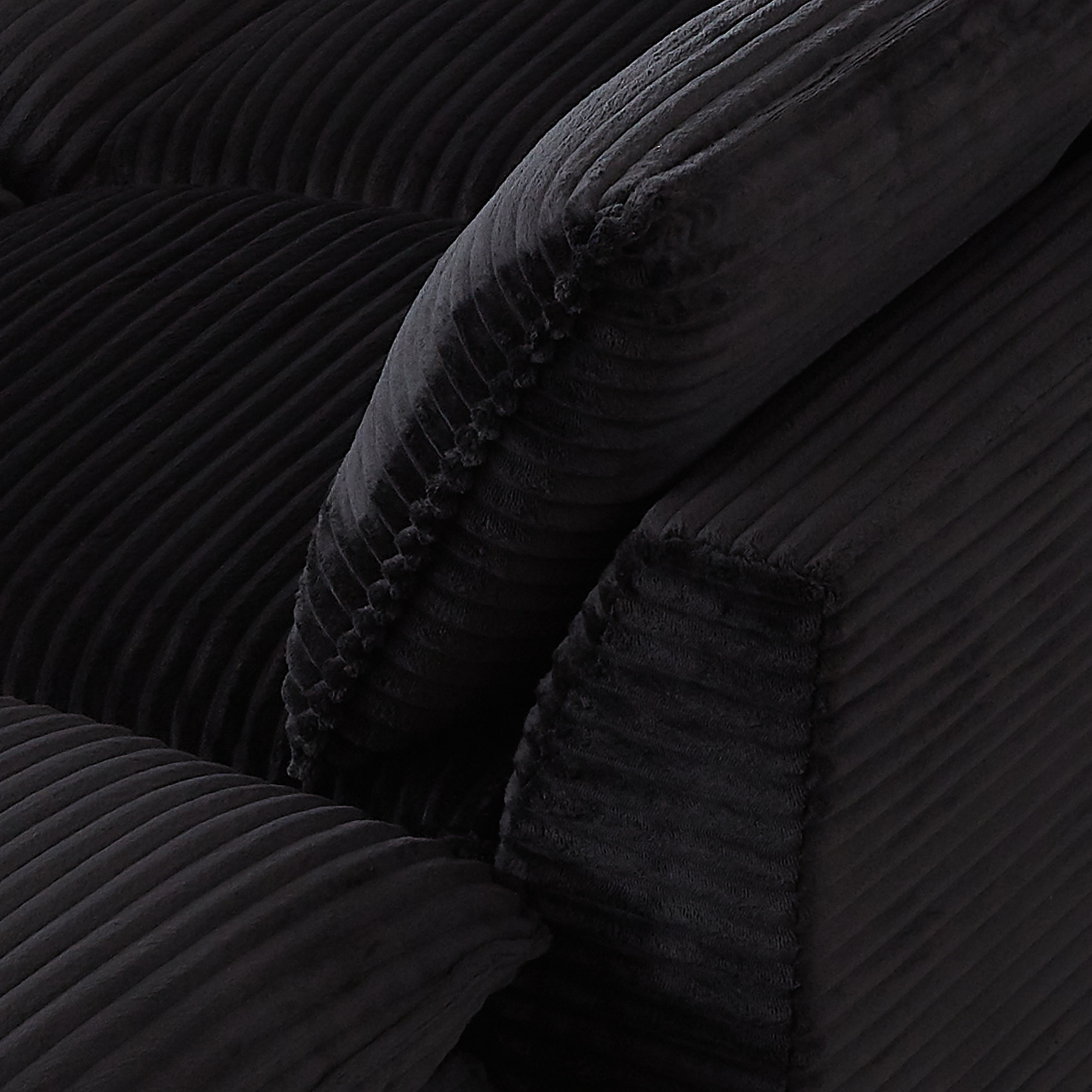 MAYEERTY Modern Modular Corduroy Sofa, Black Cloud-Soft Sectional Couch for Apartment