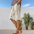 thumbnail image 2 of Bermudas DMOYALA de lino con estampado floral para mujer 5XL, 2 of 2