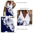 thumbnail image 4 of Mujeres V Cuello Top Manga Corta Suelta Hermosa Impresión Casual Verano Camisetas Azul Marino Flores L, 4 of 5