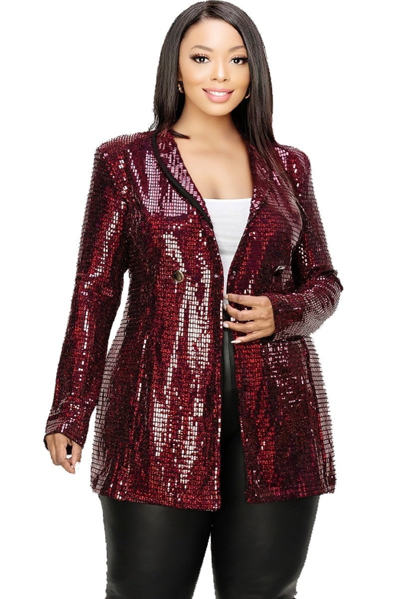 Sparkly Black Sequins Double Breasted Women Blazer main image 0