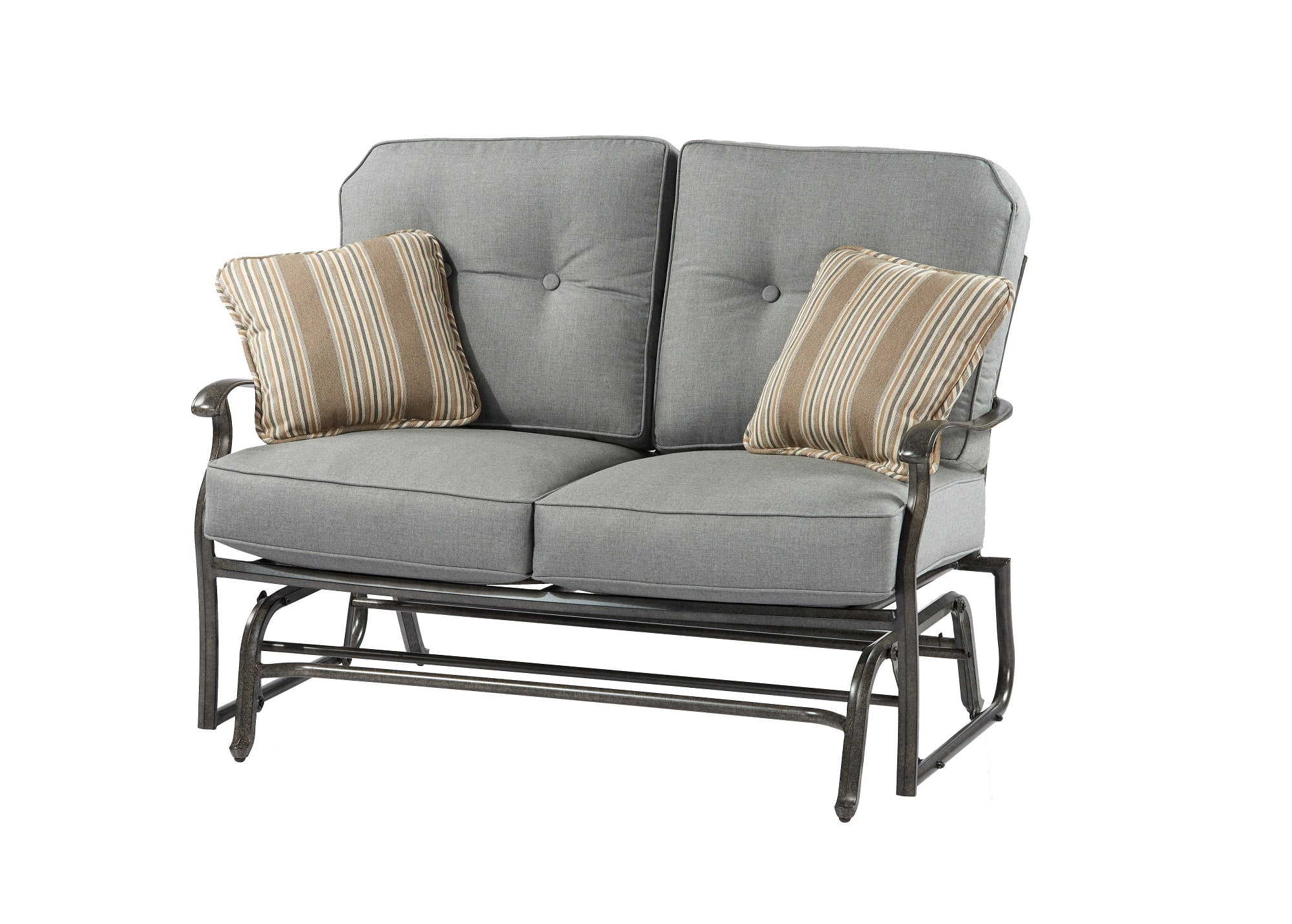 Agio Outdoor Madison Aluminum Loveseat Glider with Cushion Fossil Gray