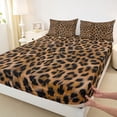 thumbnail image 3 of jejeloiu Leopard Cheetah Print Twin Sheet Sets,Rustic Farmhouse Hunting Twin Fitted Sheet,Brown Black Flat Sheet For Men Women,Microfiber Bedroom Decor,3 Pieces, 3 of 7