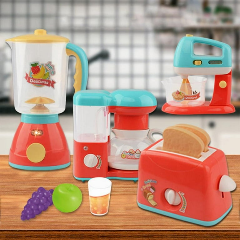 Wooden Toy Kitchen Utensils Play Toaster Juicer Blender Pretend Mixer  Microwave