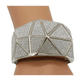 thumbnail image 4 of Women Silver Metal Wide Bracelet Sparkling Glitter Geometric Shape, 4 of 13