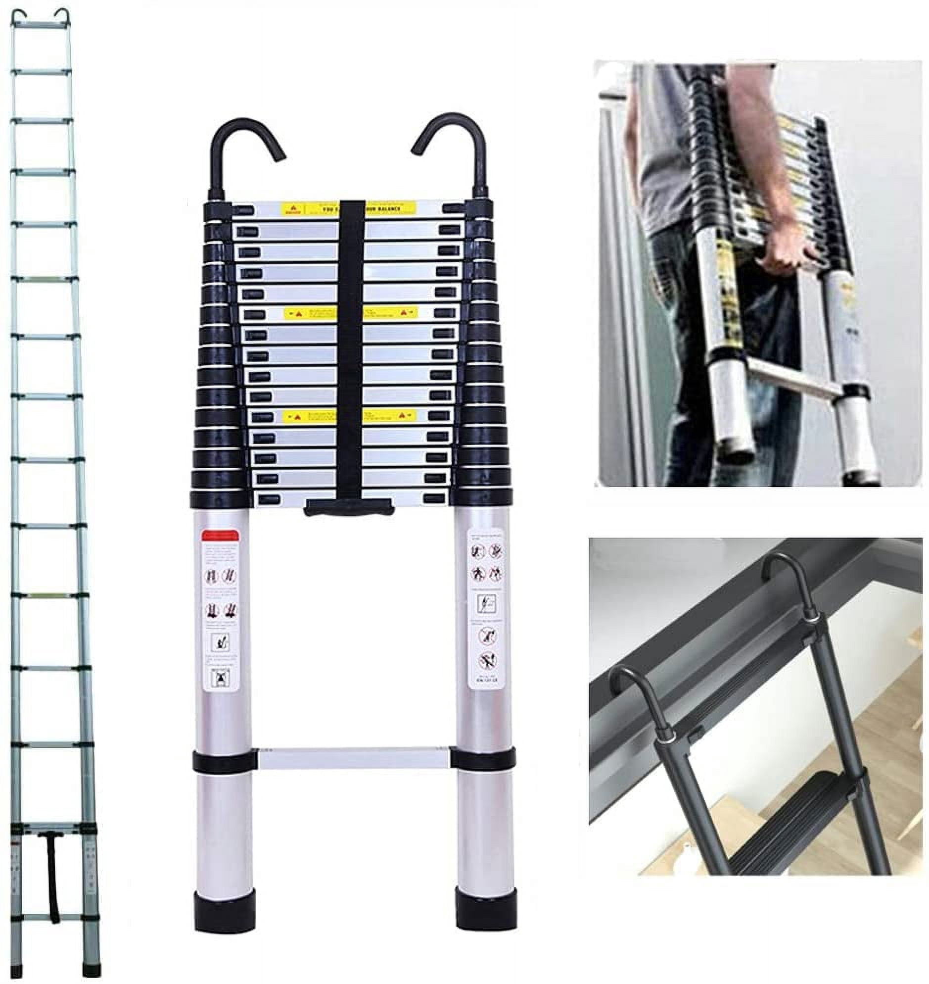Telescoping Ladder Aluminum Extension Ladder 16FT Portable Telescopic