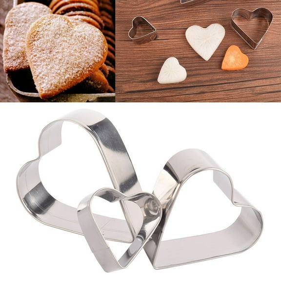 MERRYHAPY Heart Shape Biscuit Mold, Premium Stainless Steel, Cute Design, DIY , 3Pcs