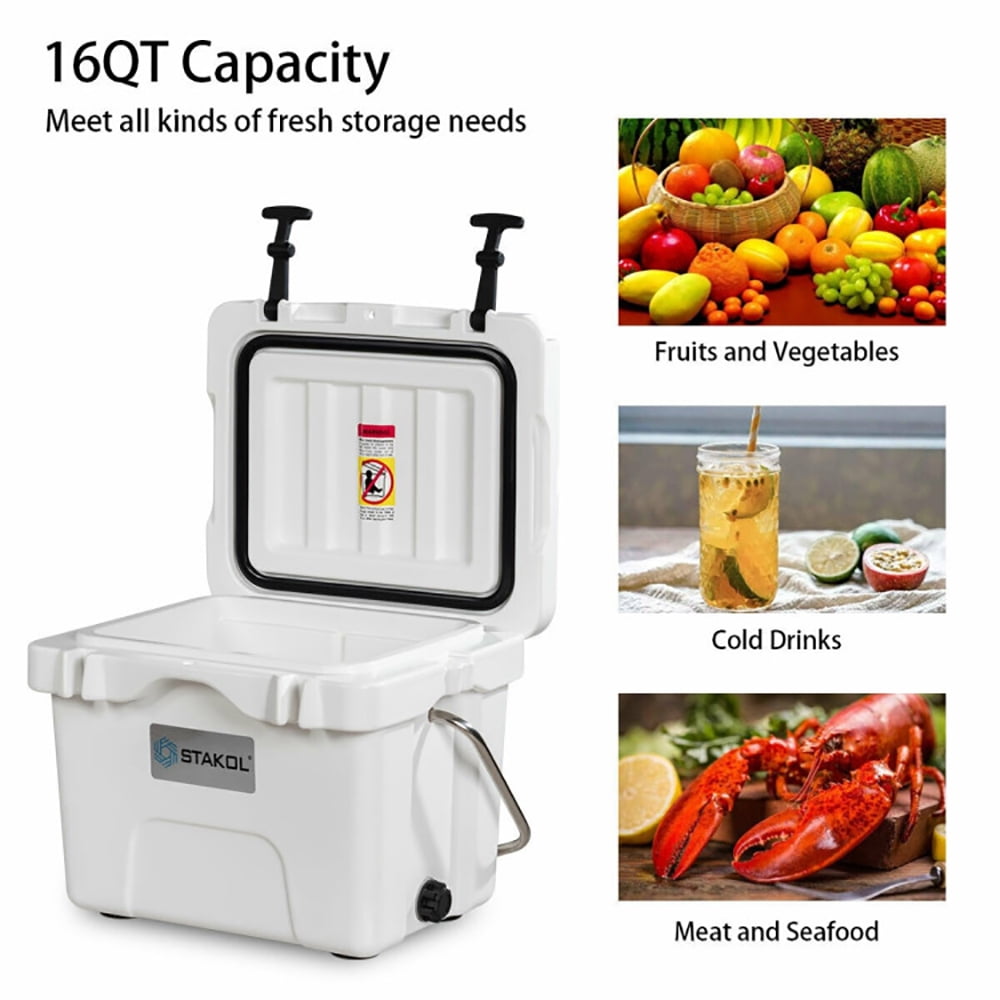 GVN 16 Quart Portable Insulated Thermocooler with 2 Cup Holders, White
