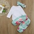 thumbnail image 6 of Actoyo Infant Baby Girls Floral Romper Long Pants Headband Outfits Set 0-18 Months, 6 of 8