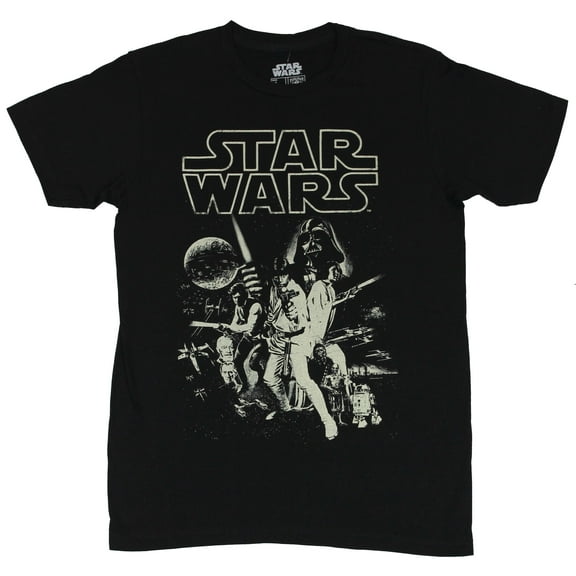 Star Wars Mens T-Shirt - Classic New Hope Poster Image Off White Print (Medium)