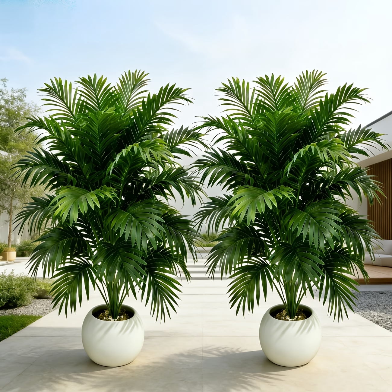 2 Pack Artificial Palm Trees, UV Resistant Fake Tropical Plant, Faux Greenery for Indoor Outdoor Home Patio Pool Garden Decoration