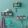 thumbnail image 2 of Opolski Metal Wooden Wall Mount Shelf Rack Basket Hooks Book Holder Storage Organizer, 2 of 8