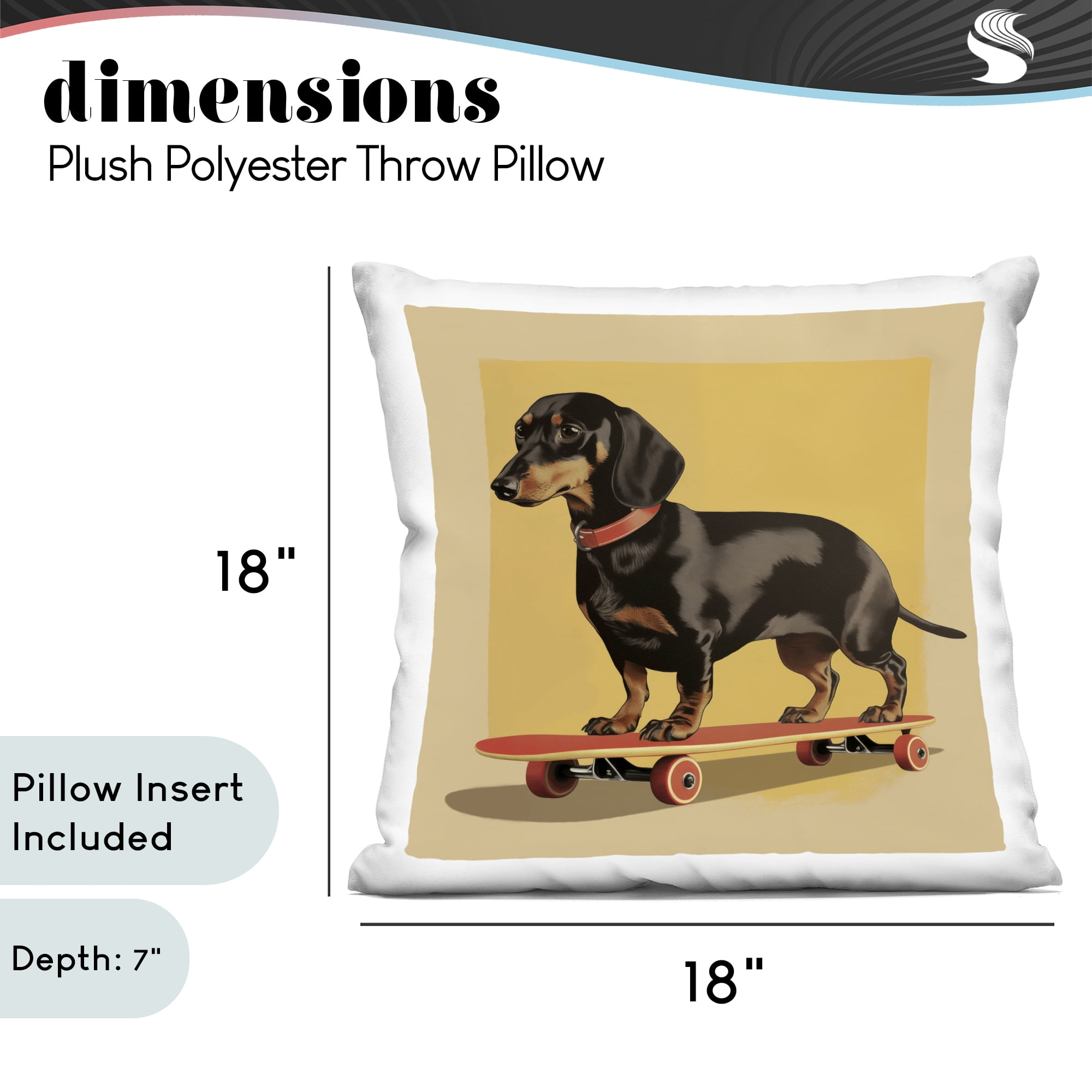 Stupell Industries Dachshund on Red Skateboard Decorative Printed Throw Pillow, design by Andreas Magnusson, 18 x 7 x 18