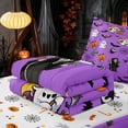 thumbnail image 5 of Homewish Halloween Cartoon Ghost Zipper Twin Comforter Sets with Fitted Sheet and 2 Pillowcases, Bat Pumpkin Zipper Bedding Set, Lavender Purple Black Orange, Pumpkin Bat Reversible, 5 of 7