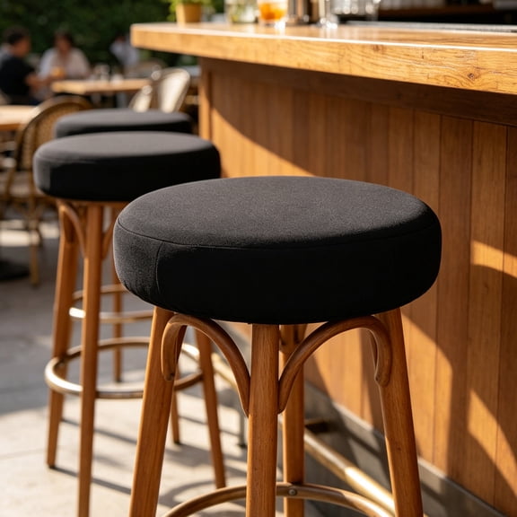POPETPOP 4-Pack Black Round Bar Stool Seat Covers Elastic Washable for Kitchen and Bar Seating