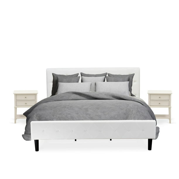 On Tufted Bed Frame, White Upholstered King Bed Set